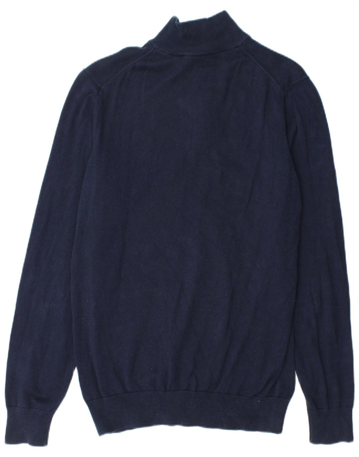Besætningstøj Herre Zip Neck Jumper Sweater Medium Navyblå Bomuld