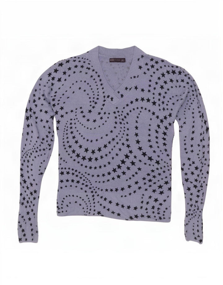Marks & Spencer Dame V-hals sweater UK 12 Medium Blue