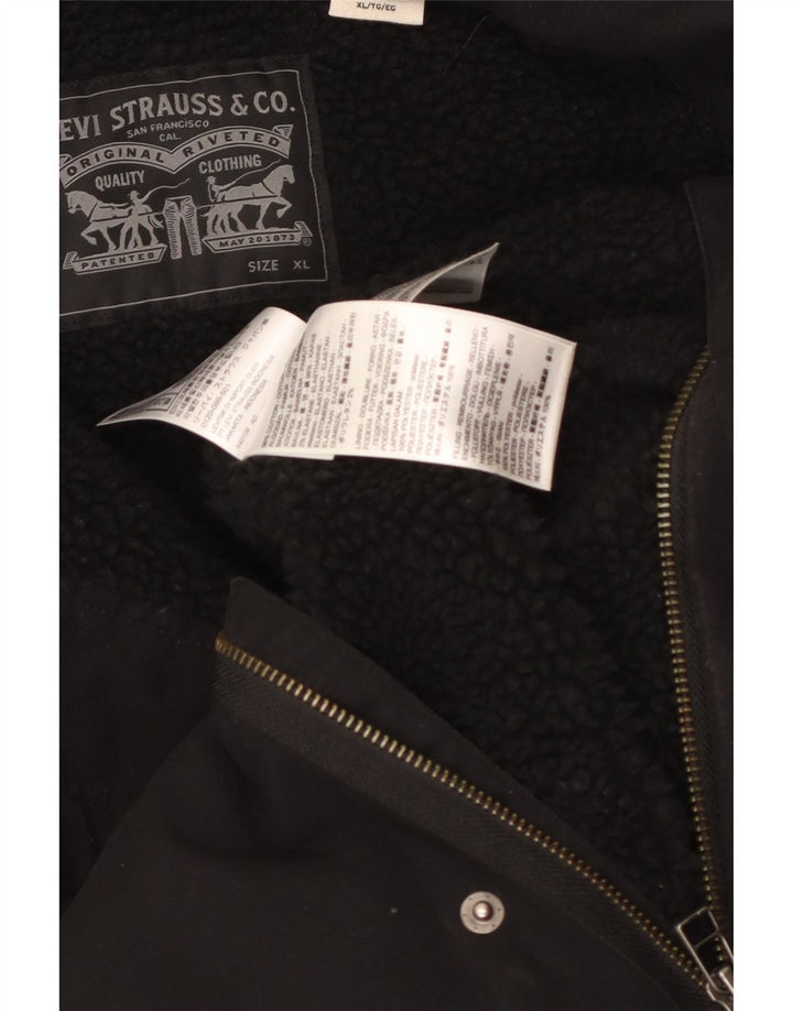 LEVI'S Herre Sherpa Utility Jacket UK 42 XL Sort Bomuld