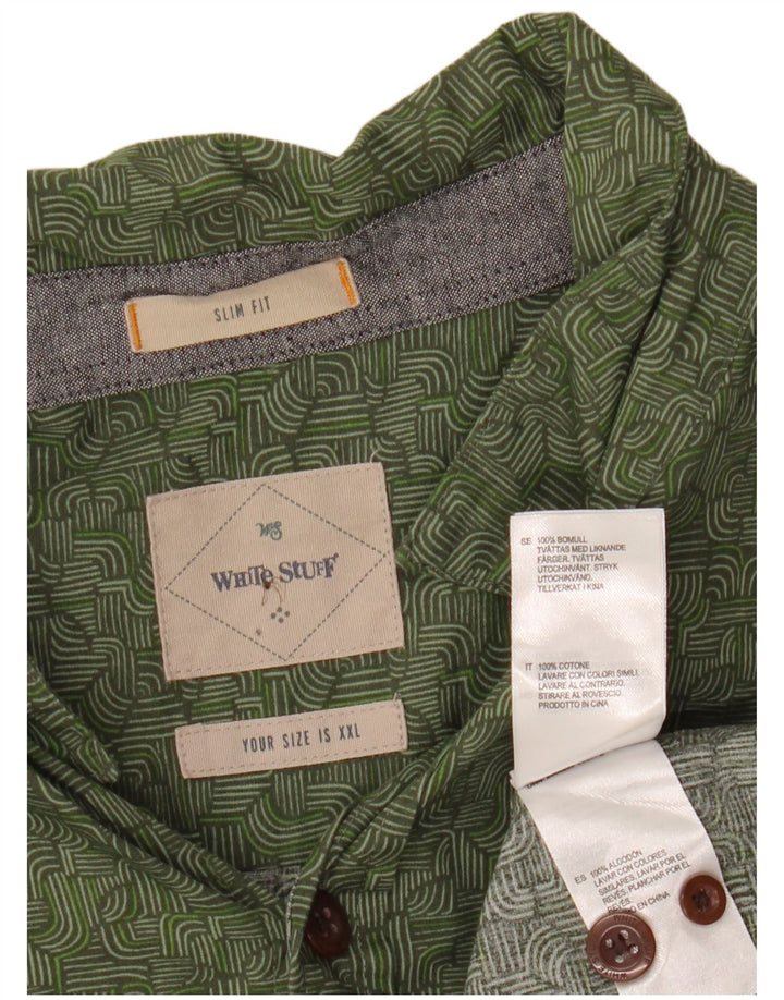 White Stuff Herre Slim Fit skjorte 2XL Grøn Geometrisk Bomuld