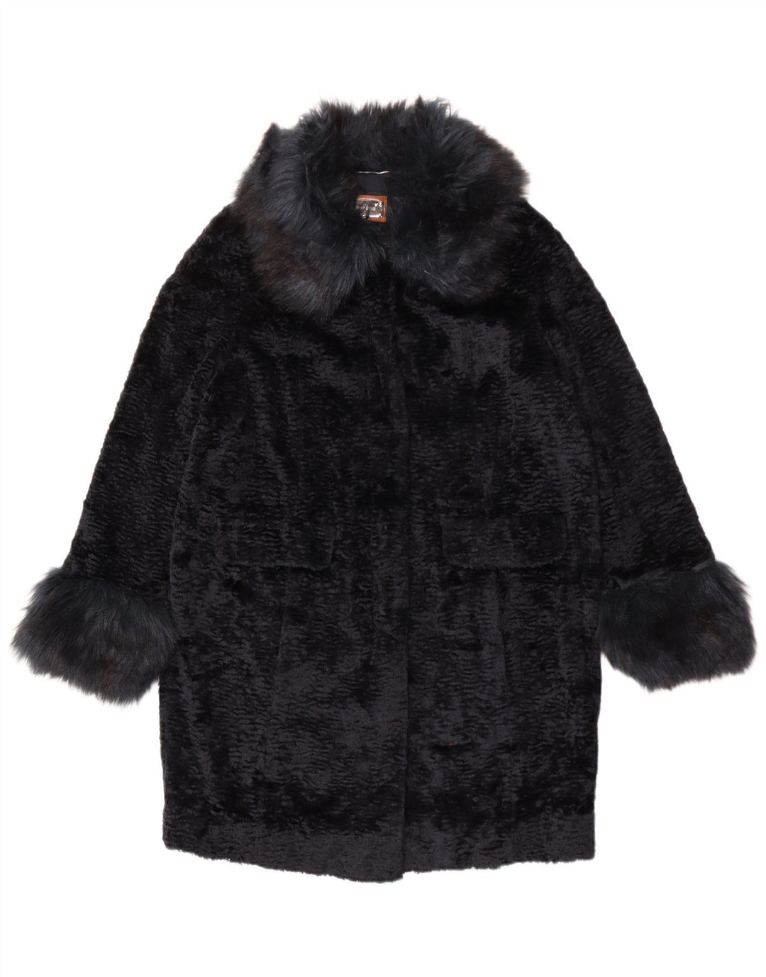 Marks & Spencer Dame Oversized Faux Fur Overcoat UK 14 Large Navy Blue