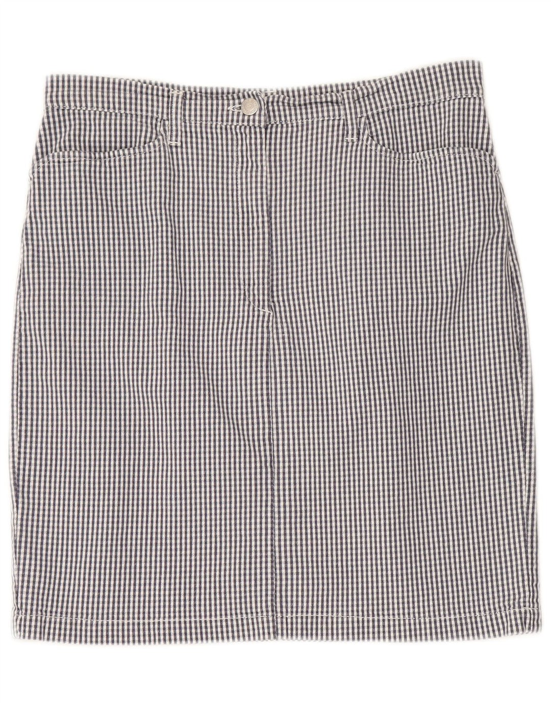 OUTRAGE Womens Pencil Skirt W34 Large Blue Gingham Cotton Vintage Outrage and Second-Hand Outrage from Messina Hembry 