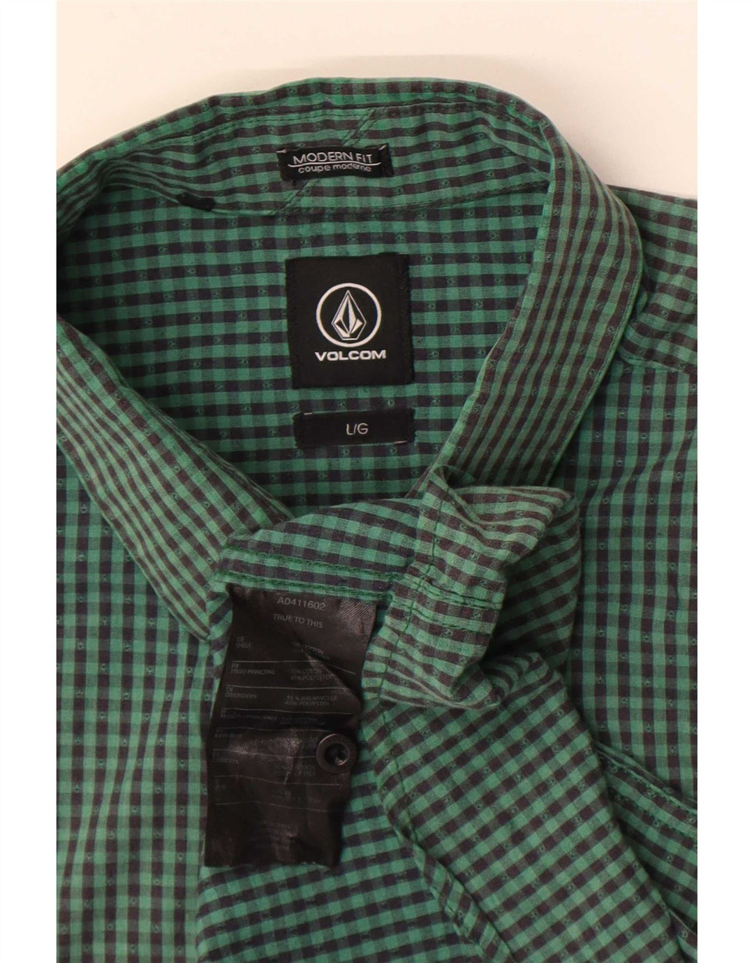 Volcom Herre Modern Fit Kortærmet Skjorte Stor Grøn Gingham Bomuld
