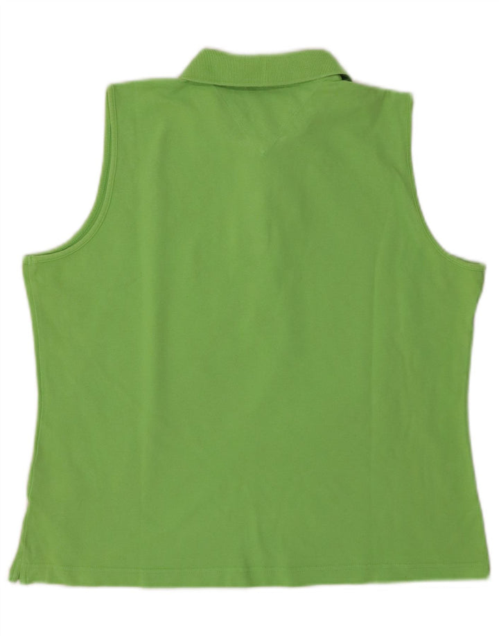 TOMMY HILFIGER Dame Golf ærmeløs polotrøje UK 16 Stor grøn bomuld