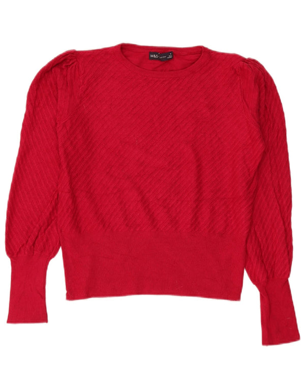 Marks & Spencer Dame Crop Boat Neck Jumper Sweater UK 10 Small Red