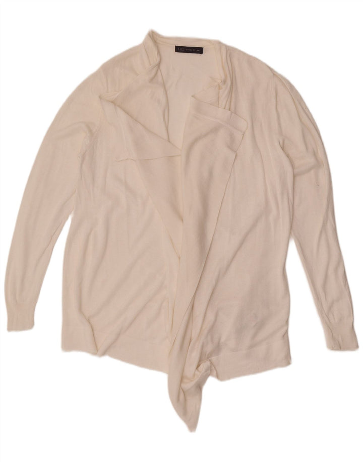 Marks & Spencer Womens Open Cardigan Sweater UK 14 Large White Viscose