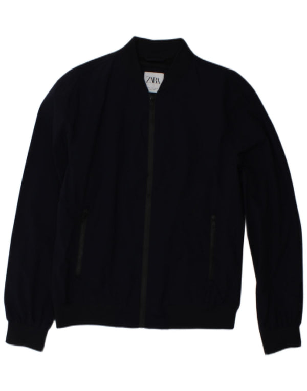 Zara Herre Bomber Jacket UK 40 Large Navy Blue