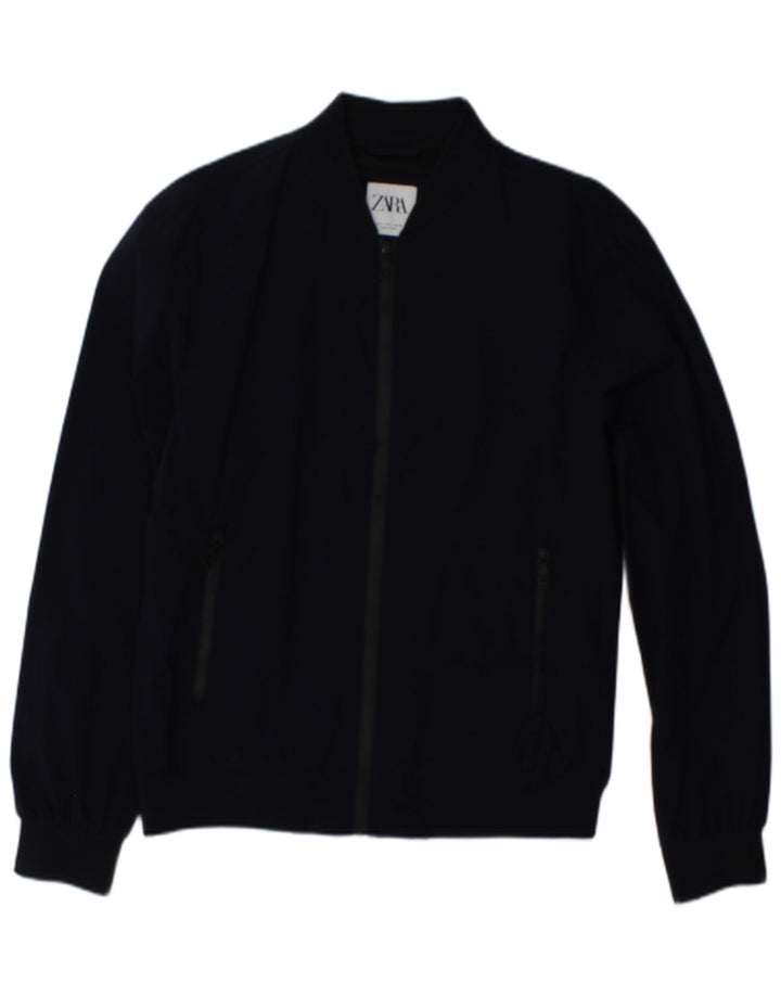 Zara Herre Bomber Jacket UK 40 Large Navy Blue