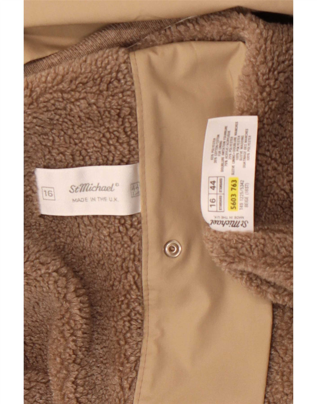 St Michael Womens Sherpa Trench Coat UK 16 Large Beige Polyester