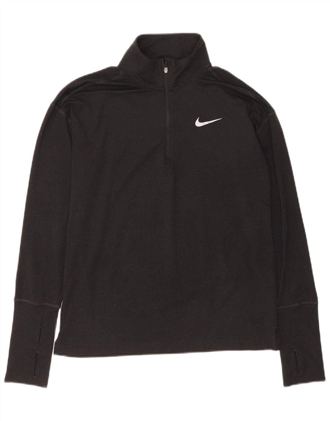 Nike Herre Dri Fit Zip Neck Top Langærmet XS Sort