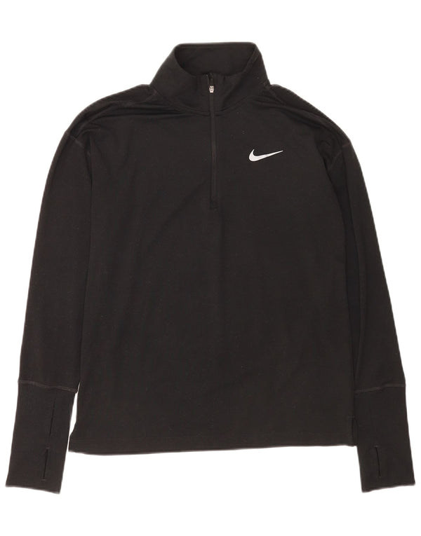 Nike Herre Dri Fit Zip Neck Top Langærmet XS Sort