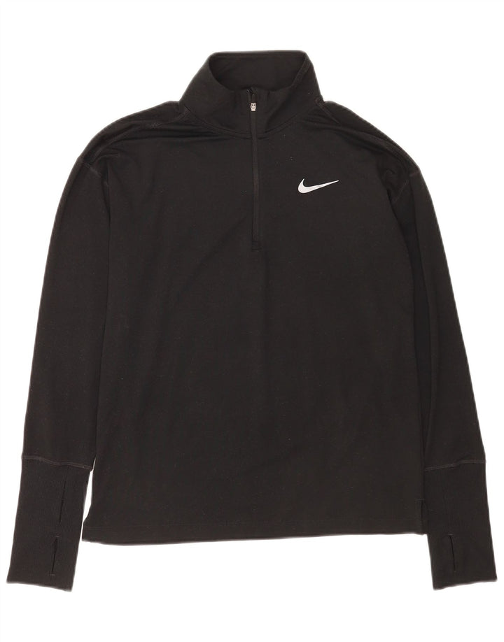 Nike Herre Dri Fit Zip Neck Top Langærmet XS Sort