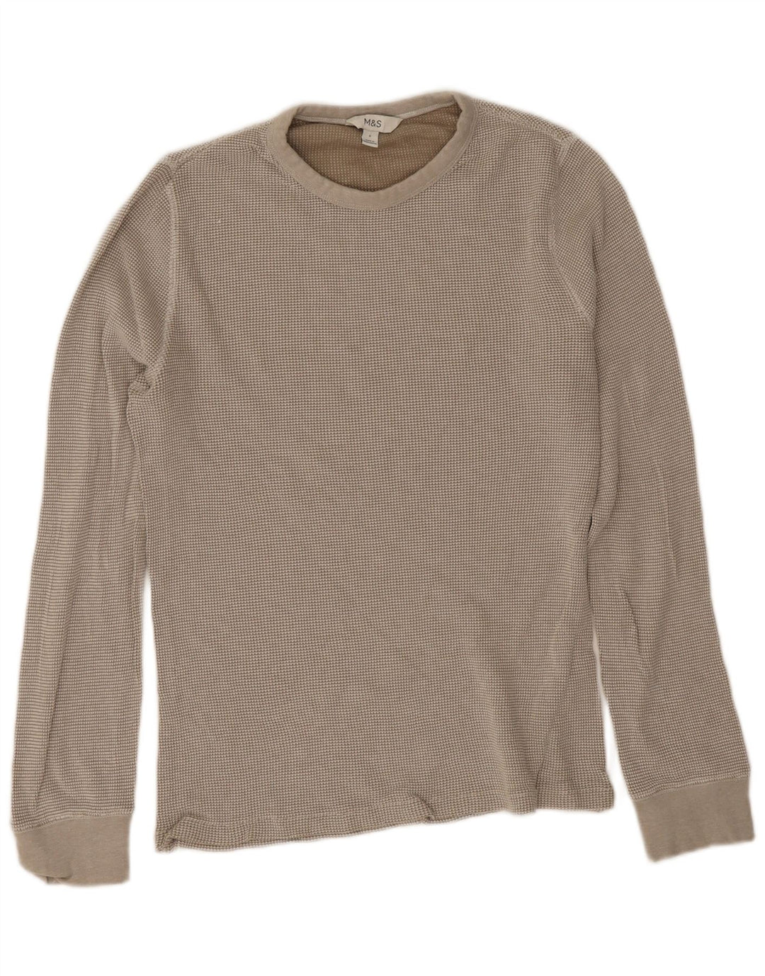 Marks & Spencer Herre Top Langærmet Medium Beige Bomuld