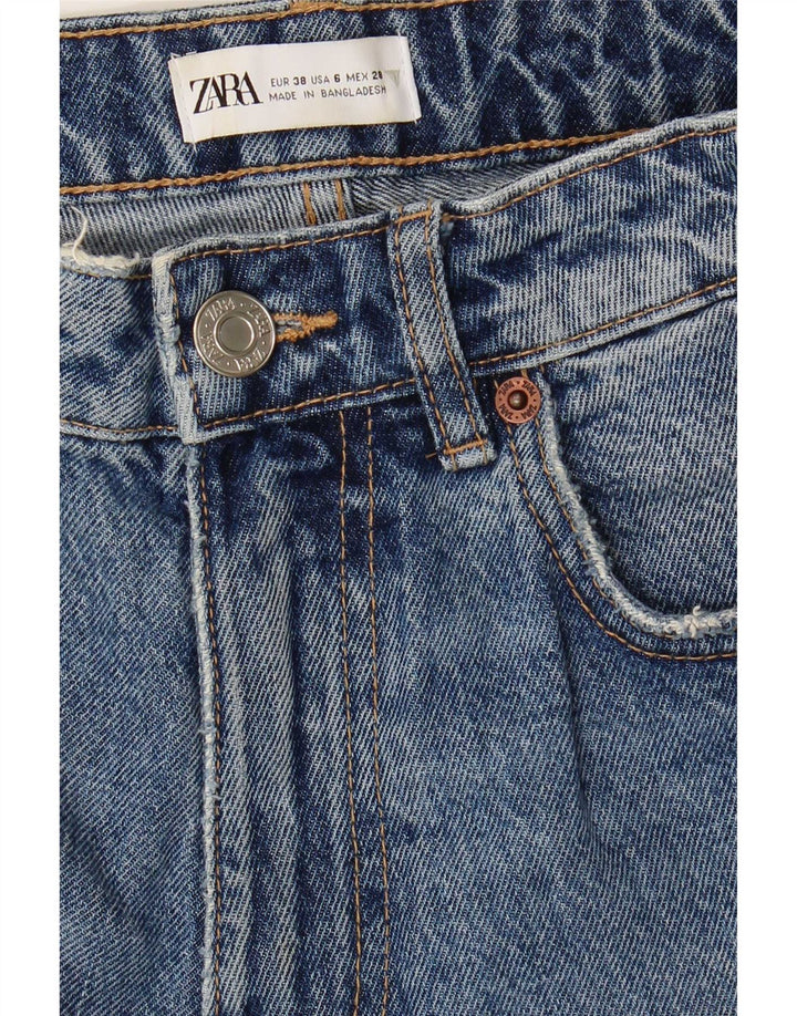 Zara Womens Distressed Tapered Jeans EU 38 Small W28 L27 Blue