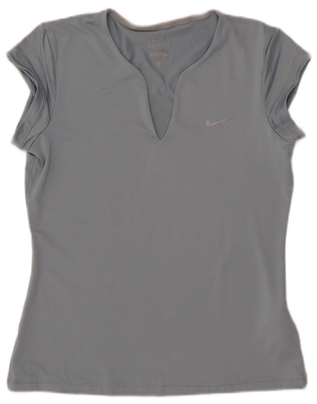 NIKE Dame Dri Fit T-Shirt Top UK 14 Stor Blå Polyester