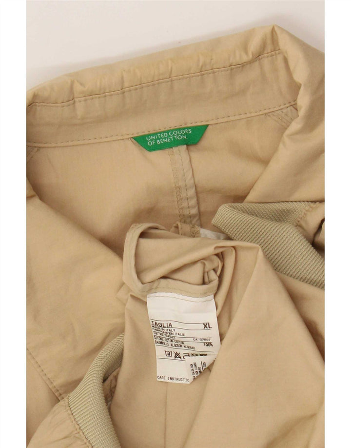 Benetton Herre Bomber Jacket UK 42 XL Beige Bomuld