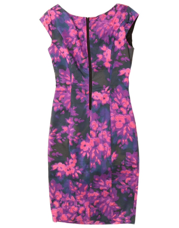 Coast Womens Bodycon Dress UK 10 Small Purple Floral Acetate