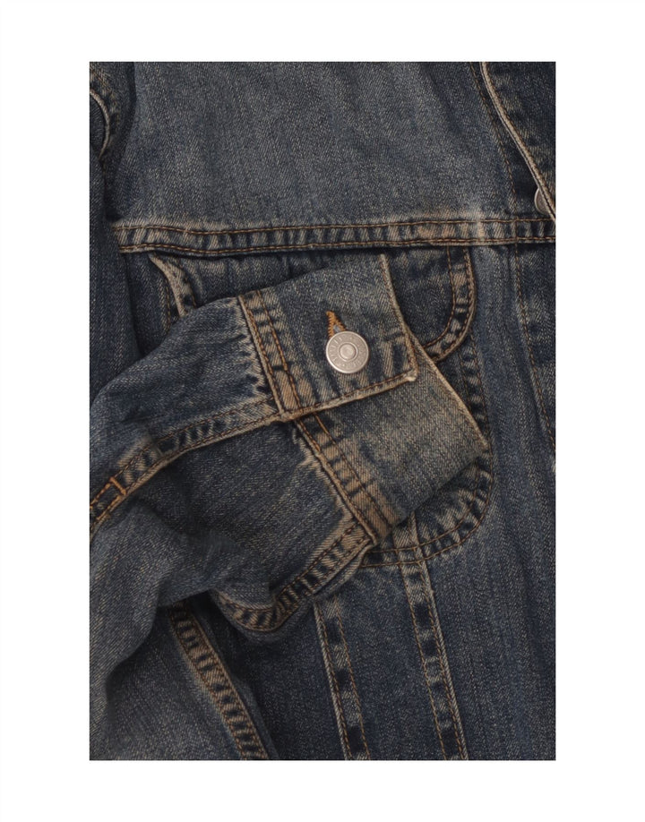 SISLEY Dame denimjakke UK 10 Small Blue Cotton