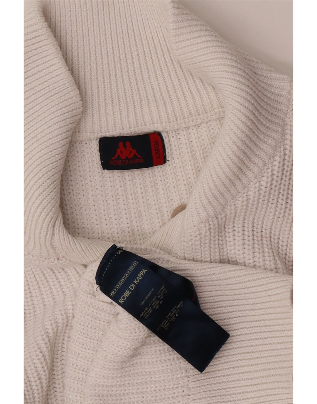 Kappa Dame Button Neck Jumper Sweater UK 16 Large White Bomuld