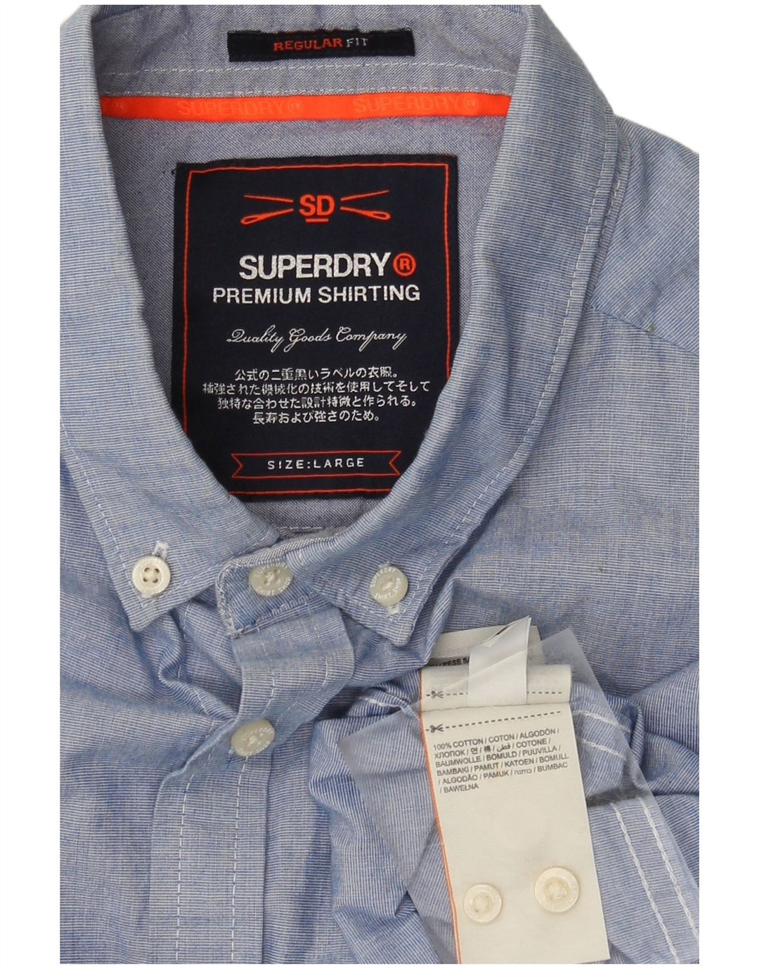 Superdry skjorte med normal pasform til mænd, stor blå bomuld