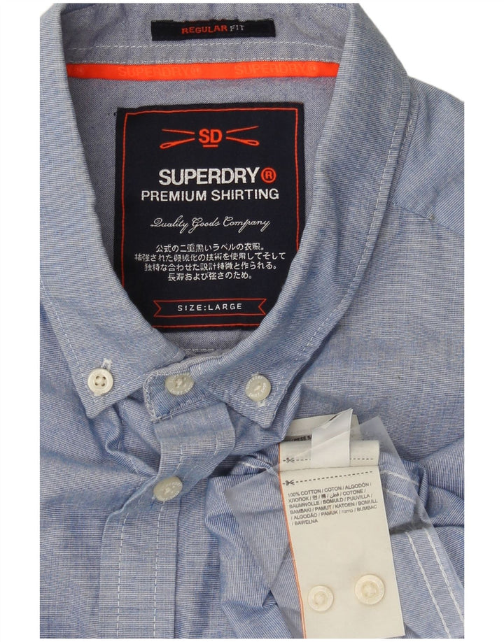 Superdry skjorte med normal pasform til mænd, stor blå bomuld
