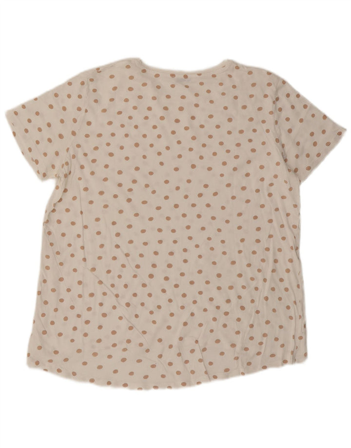 ZARA T-shirt top til kvinder UK 16 Large White Polka Dot