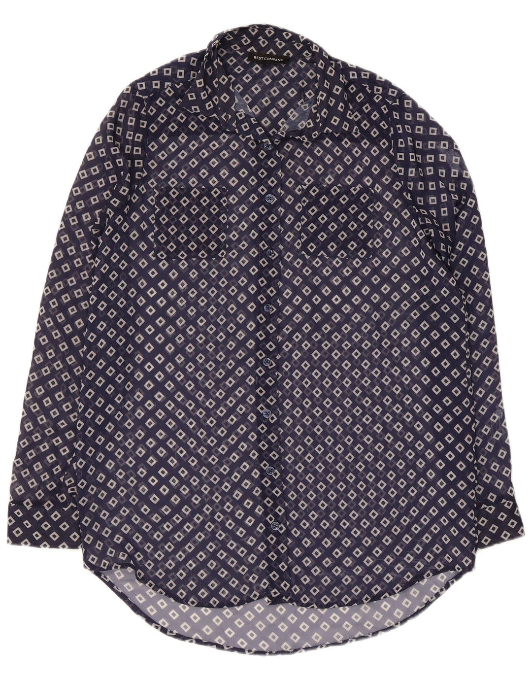 Best Company Dame Longline See Through Shirt Bluse UK 10 Small Navy Blue