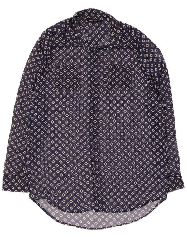 Best Company Dame Longline See Through Shirt Bluse UK 10 Small Navy Blue