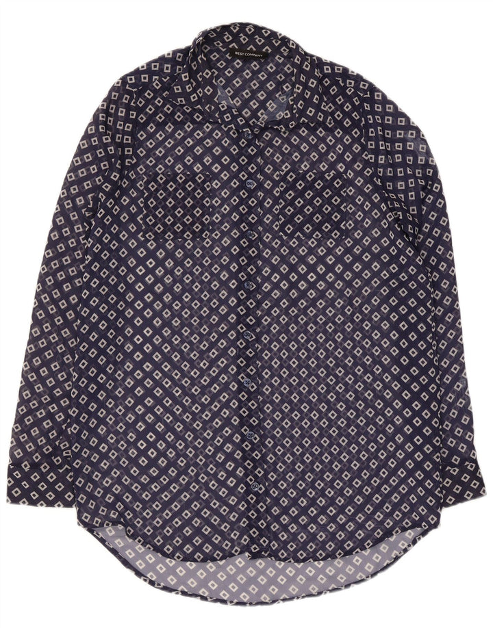 Best Company Dame Longline See Through Shirt Bluse UK 10 Small Navy Blue
