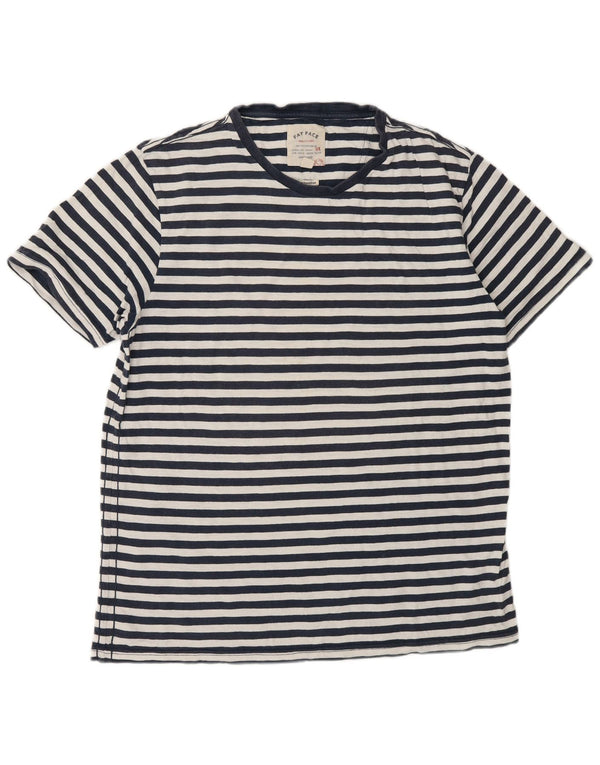 Fat Face Herre T-Shirt Top Medium Marineblå Nålestribet bomuld