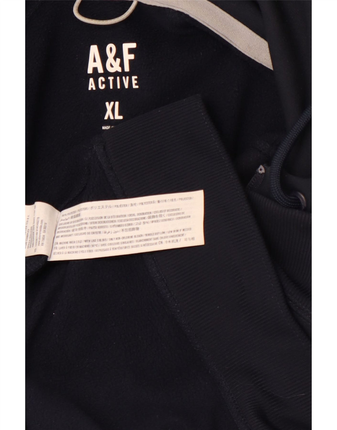ABERCROMBIE & FITCH Hættetrøje med lynlås til mænd XL marineblå polyester