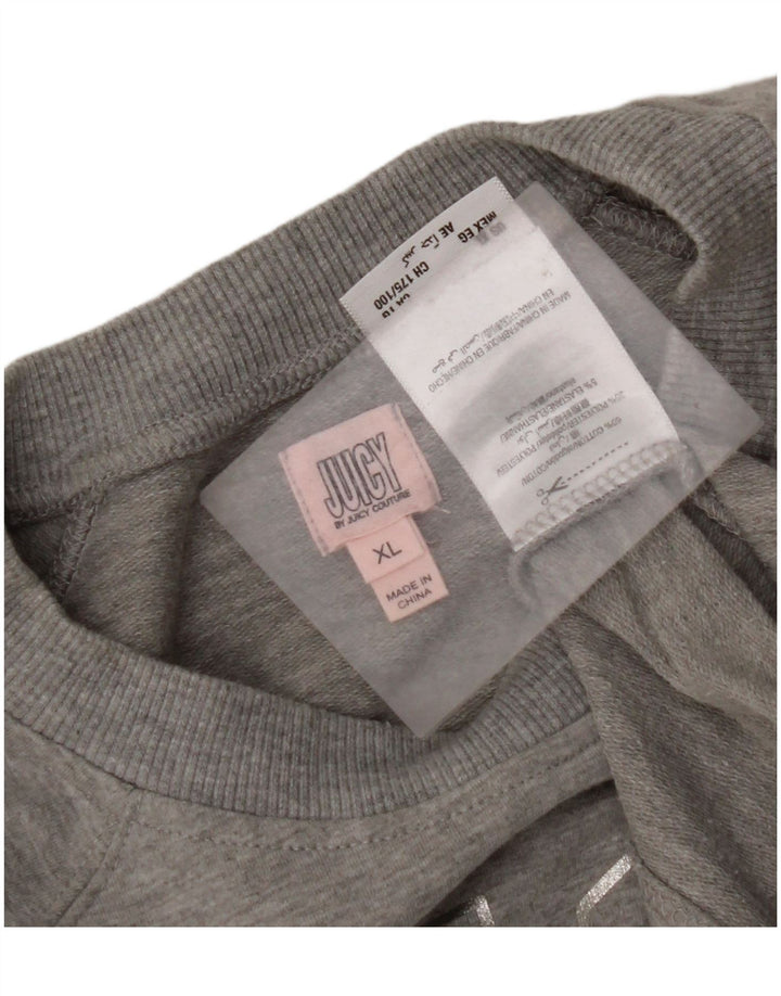JUICY COUTURE Dame grafisk sweatshirt trøje UK 18 XL Grå Bomuld