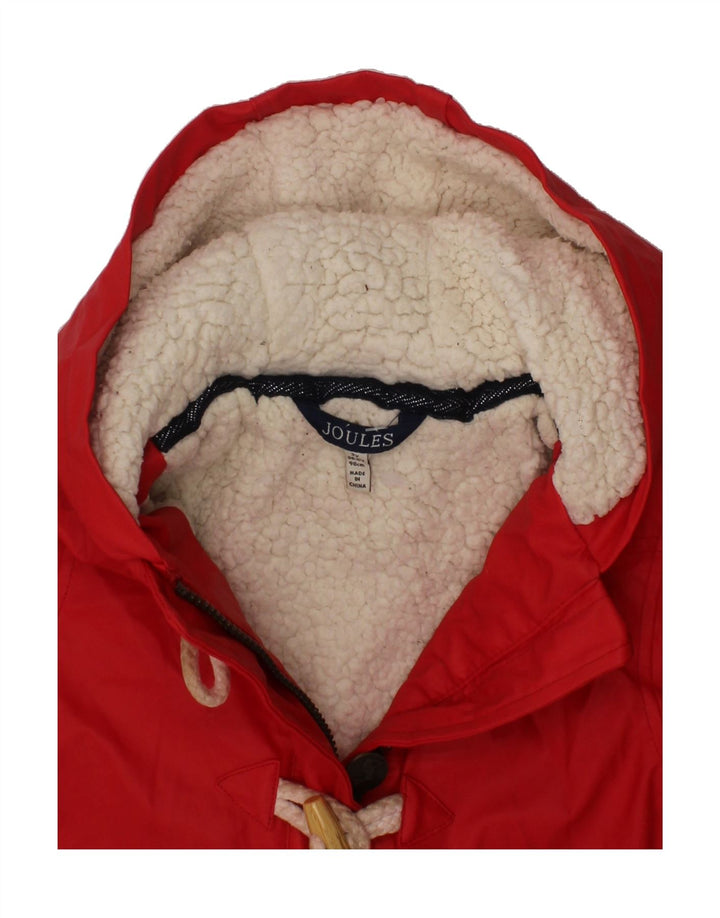 JOULES Girls Hooded Duffle Coat 2-3 Years Red Polyester Vintage Joules and Second-Hand Joules from Messina Hembry 