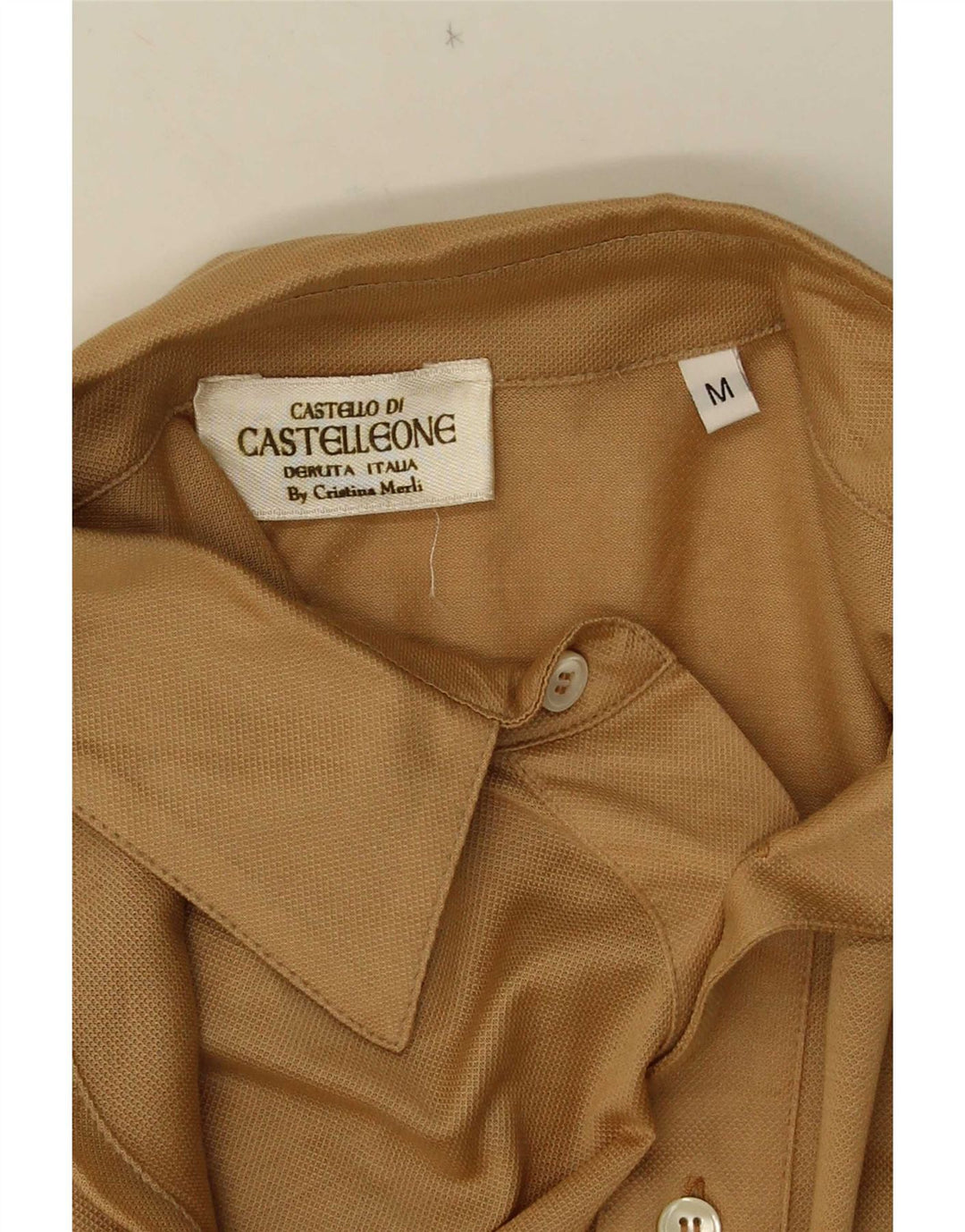 Vintage langærmet poloshirt til mænd, medium beige