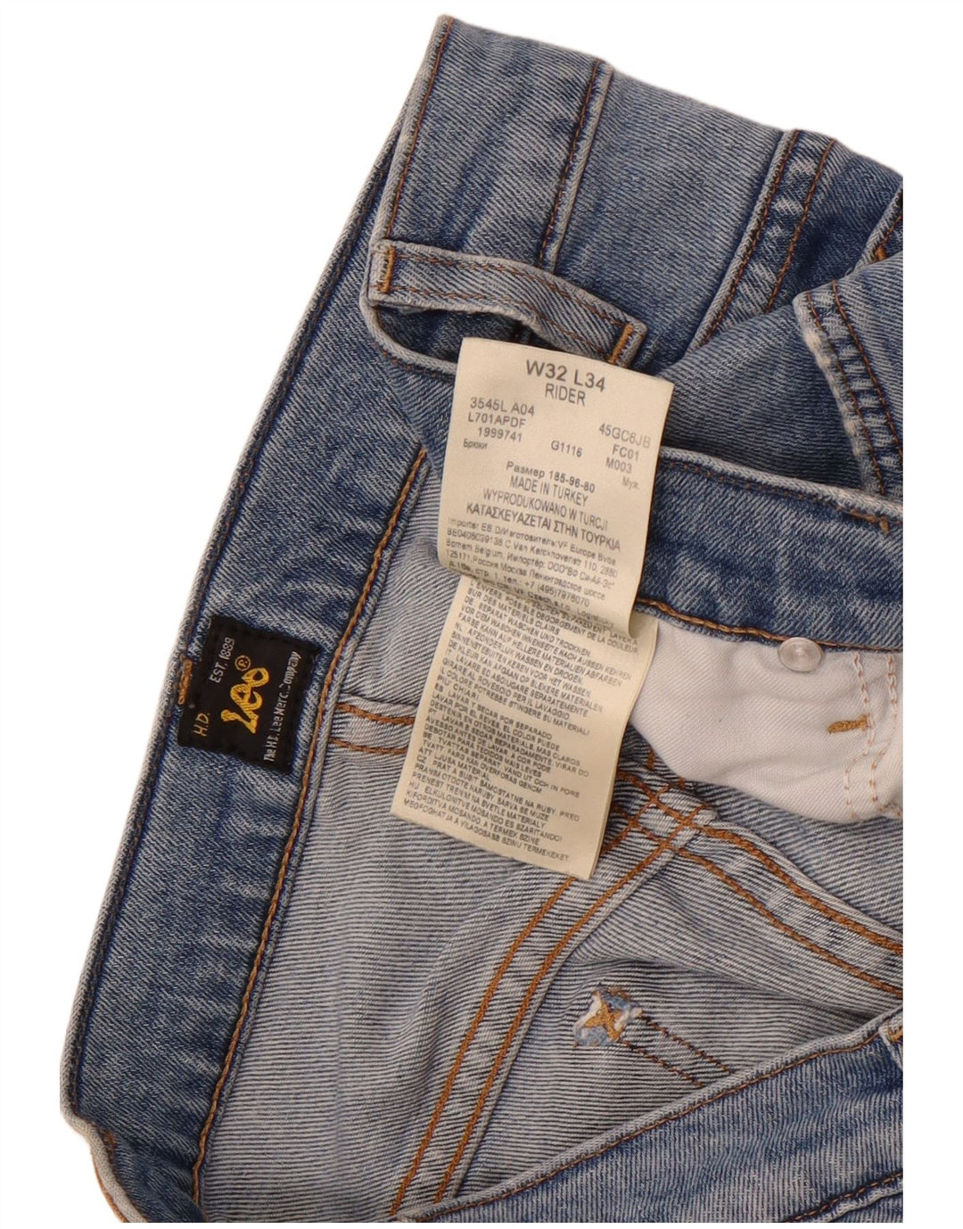 Lee Herre Rider Slim Jeans W32 L34 Blå Bomuld