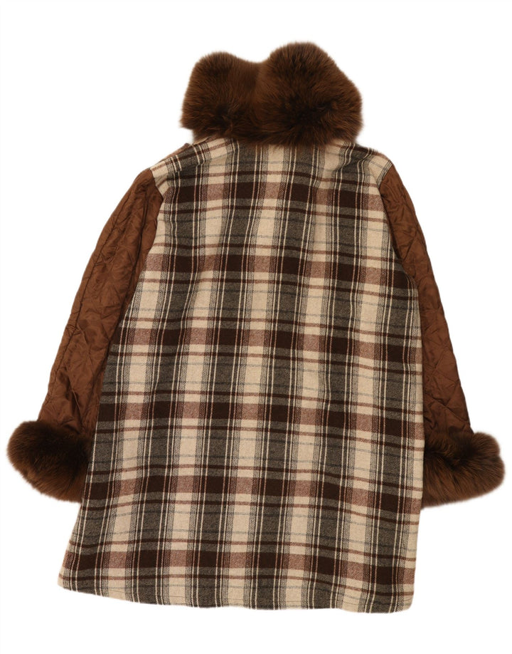Vintage oversize overfrakke til kvinder EU 40 medium brun ternet