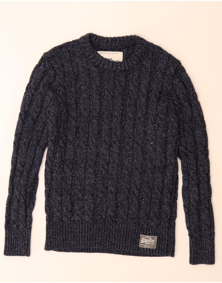 SUPERDRY Herre sweater med rund hals, medium marineblå akryl