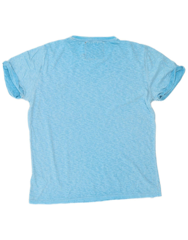 Superdry T-shirt top til mænd XL blå flækket bomuld