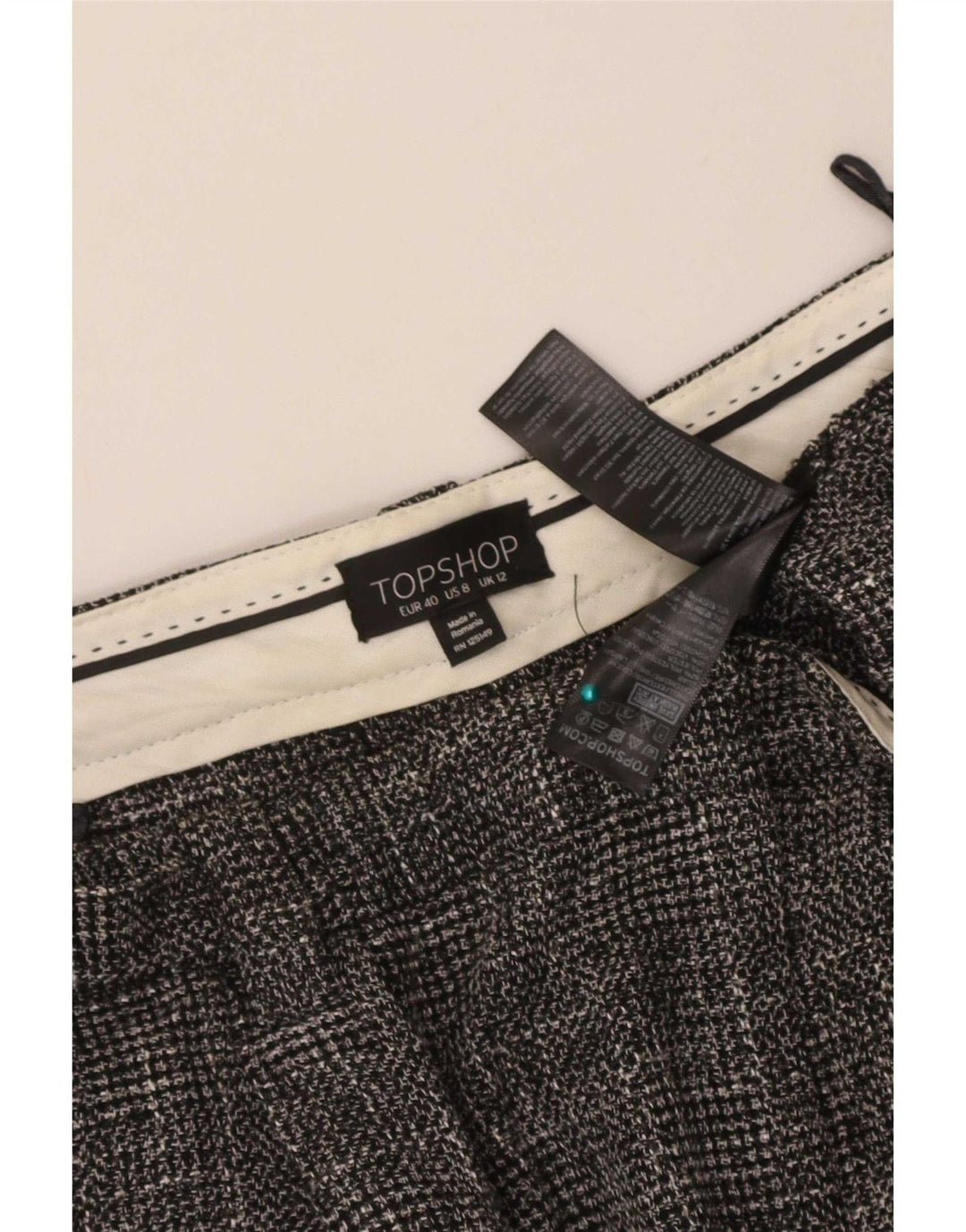 Topshop Dame Pegged Cropped Trousers UK 12 Medium W30 L24 Grå ternet