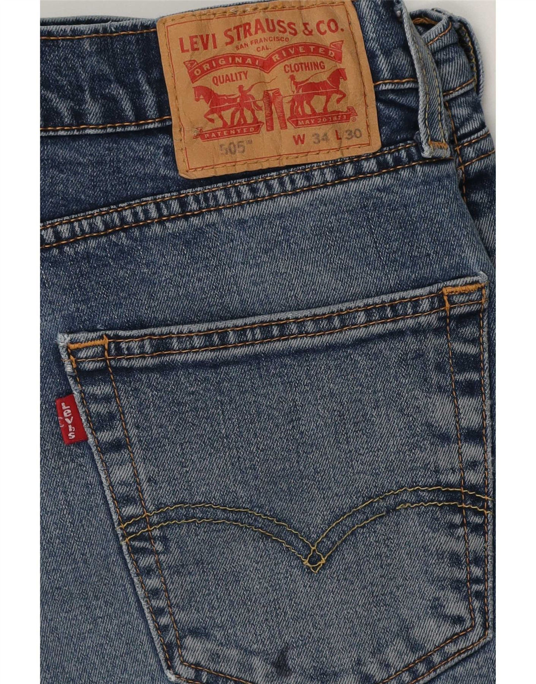 Levi's Herre 505 Regular Straight Jeans W34 L30 Blue Cotton