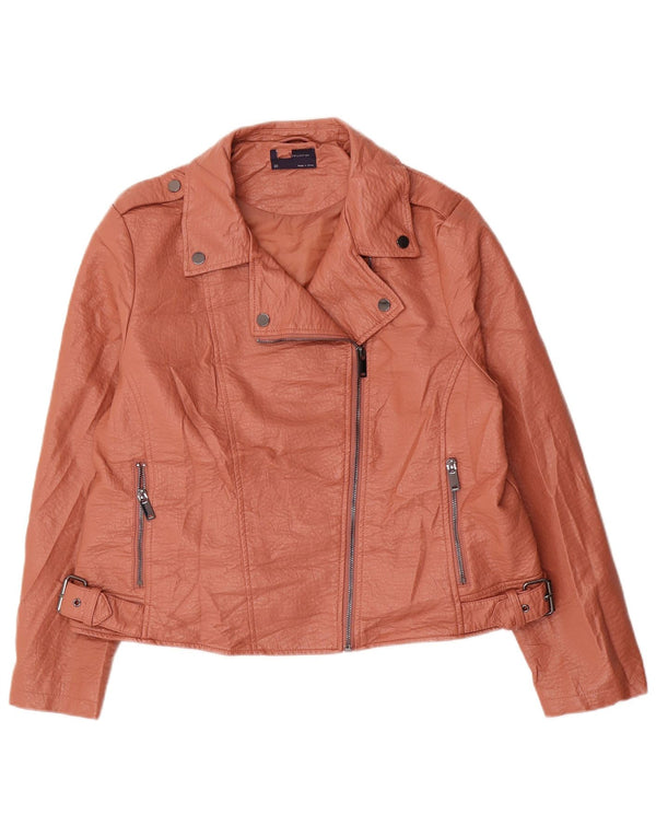 Marks & Spencer Womens Crop Biker-jakke i imiteret læder UK 20 2XL Brun