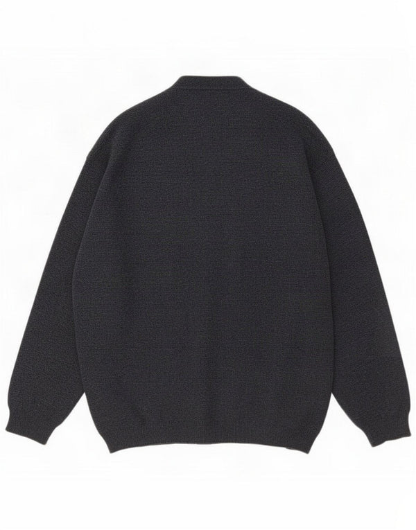 Vintage herre cardigan sweater XL marineblå stribet uld