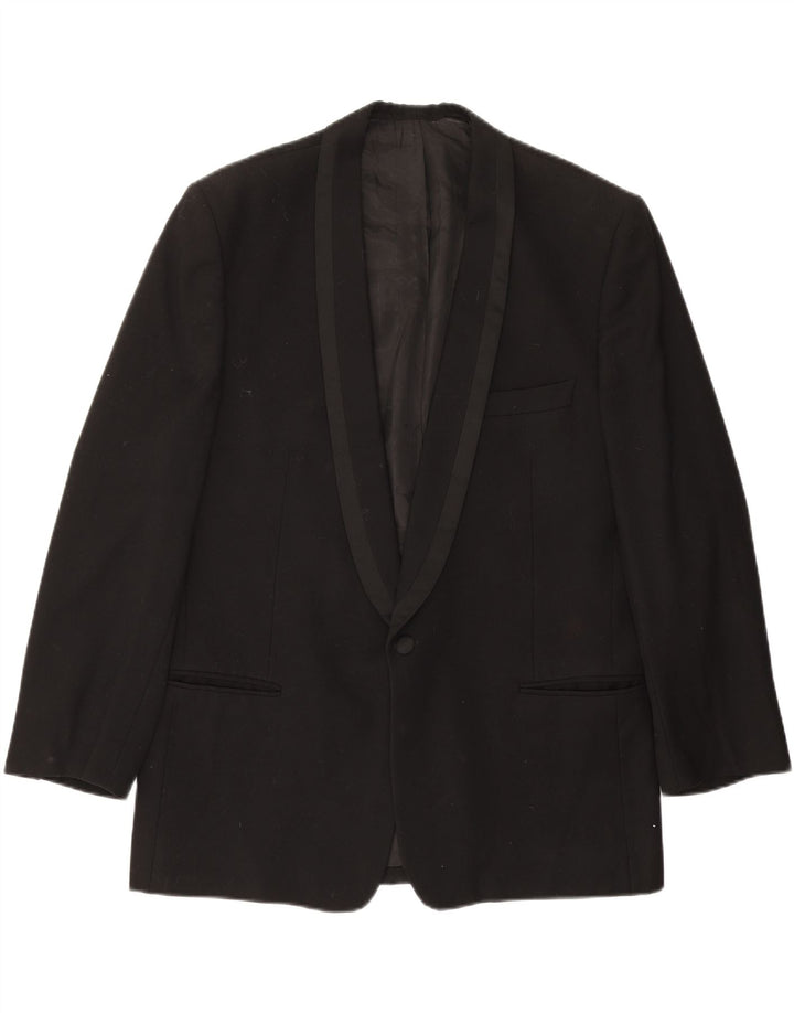 VINTAGE Mens 1 Button Blazer Jacket UK 40 Large Black Vintage Vintage and Second-Hand Vintage from Messina Hembry 