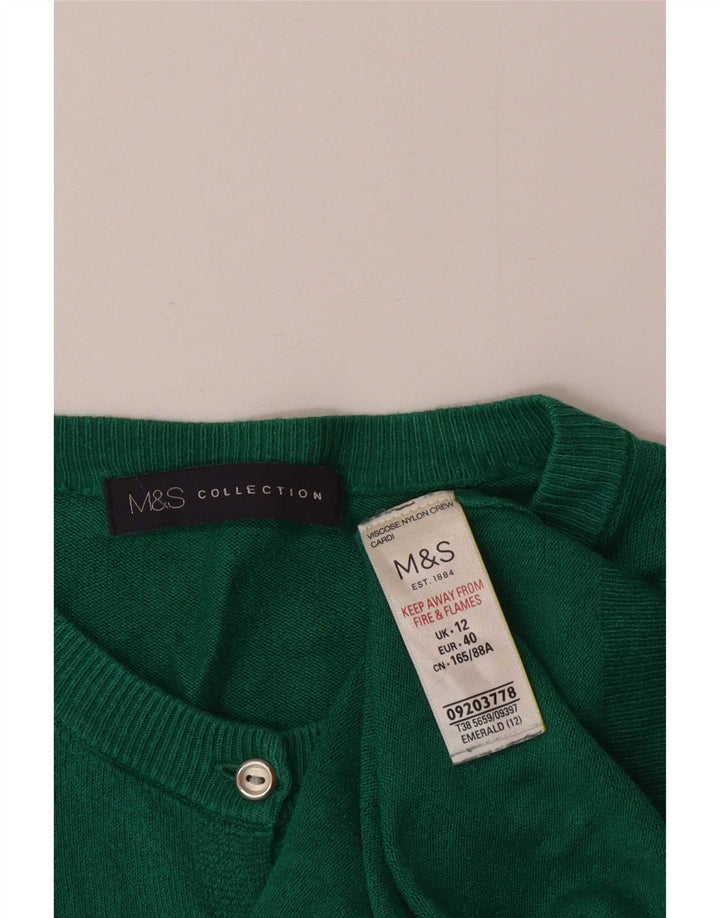 Marks & Spencer Kvinders Cardigan Sweater UK 12 Medium Grøn Viscose