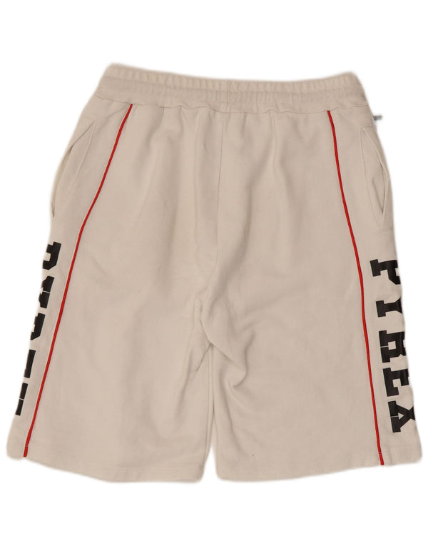PYREX Herre grafiske sportsshorts Medium hvid bomuld