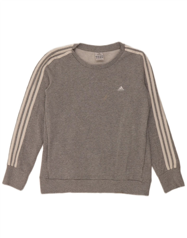 Adidas Dame Sweatshirt Jumper UK 12/14 Medium Grey Bomuld