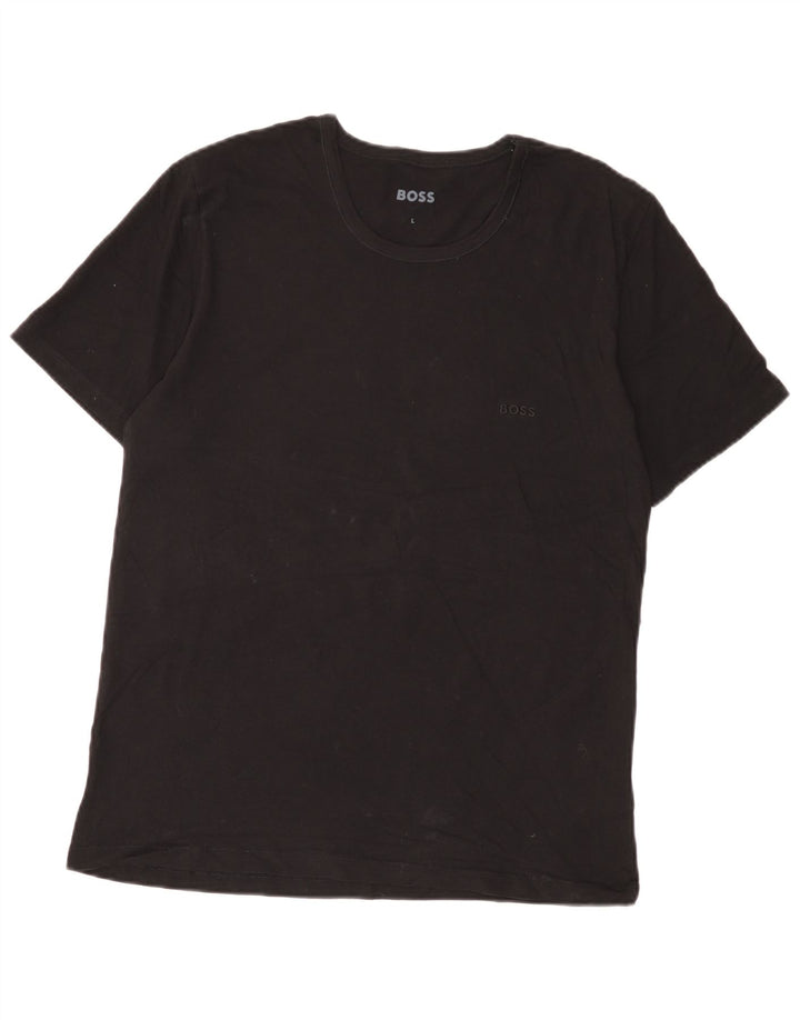 Hugo Boss Herre T-Shirt Top Stor Sort Bomuld