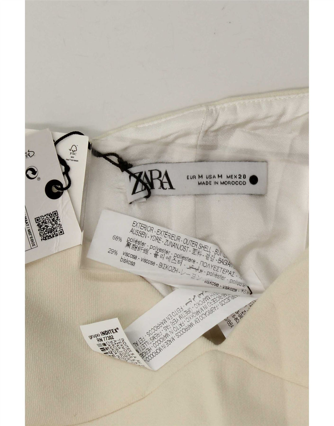 Zara Womens Crop stropløs korsettop UK 12 Medium Off White Polyester