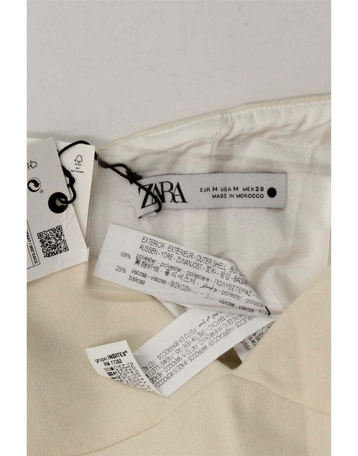 Zara Womens Crop stropløs korsettop UK 12 Medium Off White Polyester