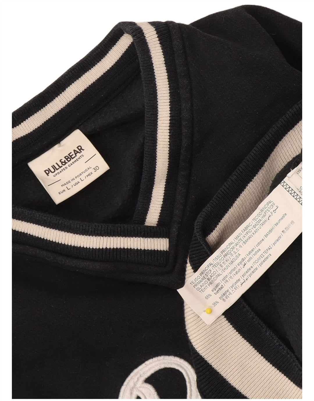 Pull & Bear Herre Pasadena Sweatshirt Jumper Large Navy Blue Colourblock